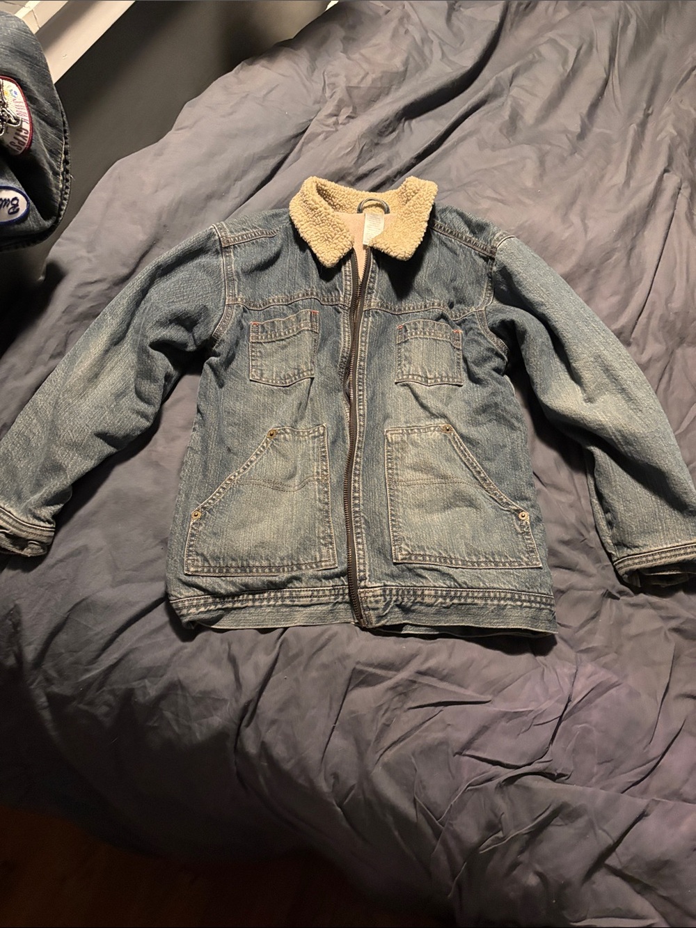 Gymboree Denim Jean Jacket with Cream Sherpa Collar